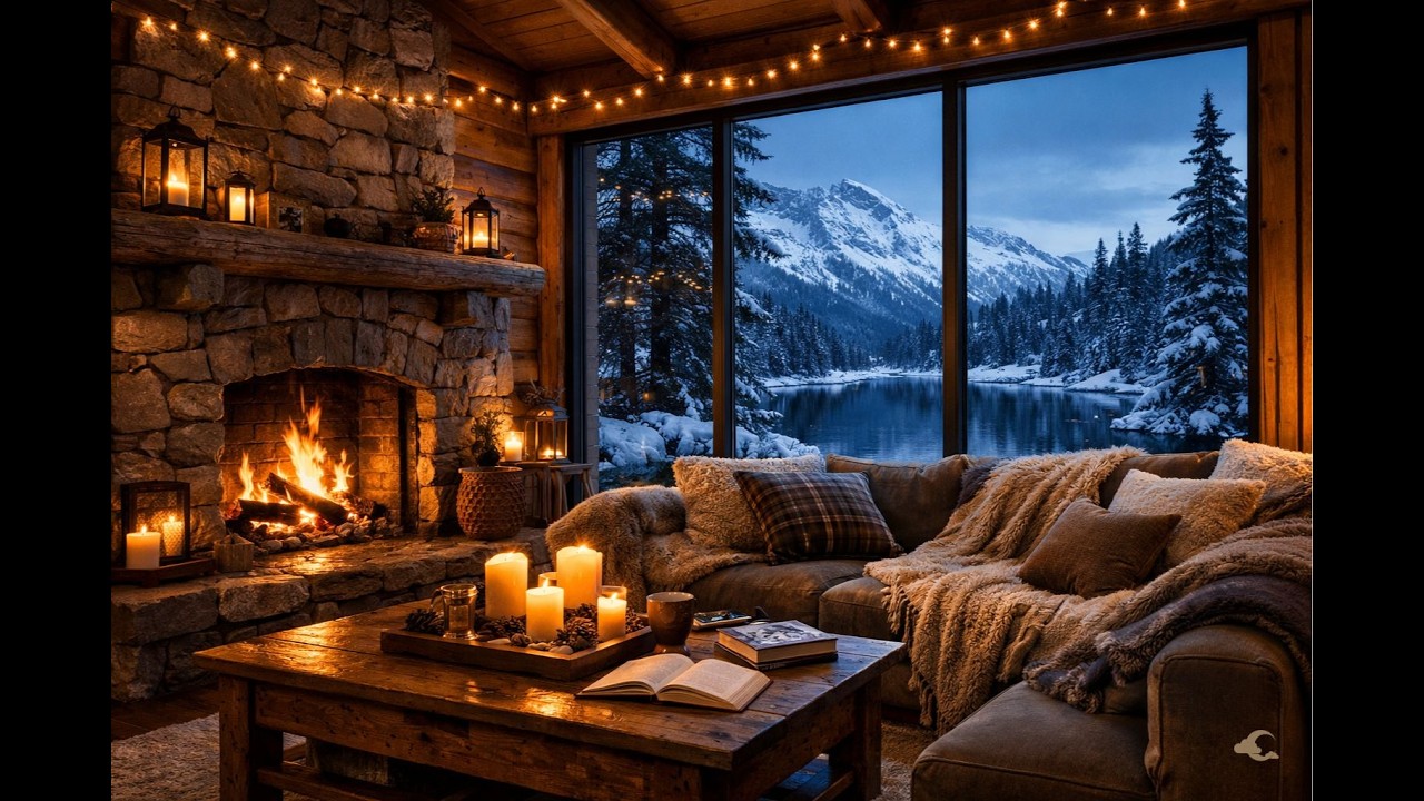 Romantic Piano by the Fireplace ❄️ Cozy Winter Cabin Ambience for Relaxation, Sleep & Peace