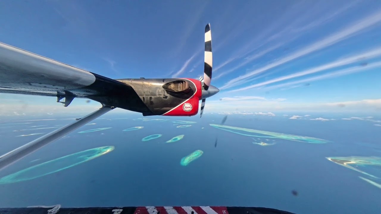 Full Malé to Adaaran Select Meedhupparu flight - Trans Maldivian Airways DHC-6 Twin Otter - 4K