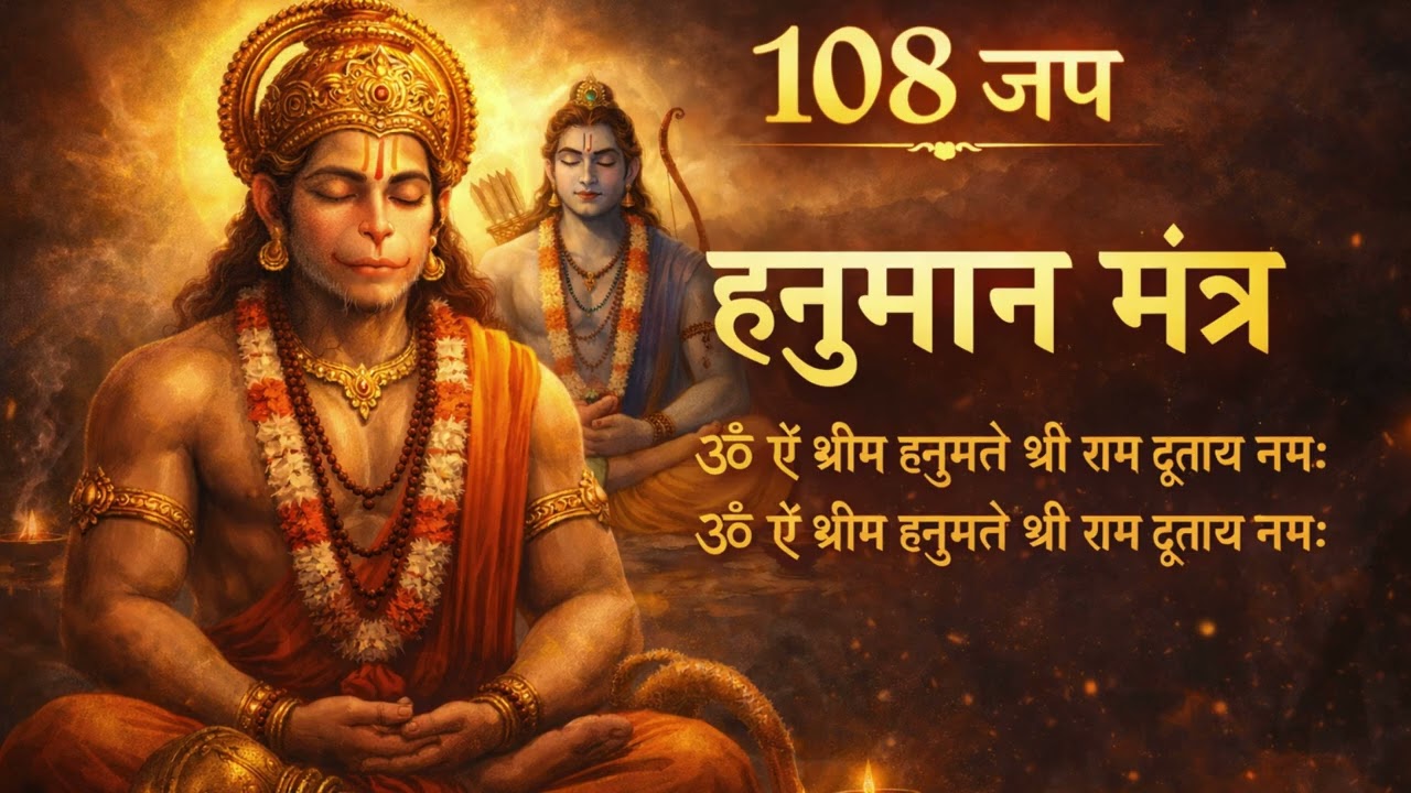 Hanuman Mantra 108 Jaap | ॐ ऐं भ्रीम हनुमते श्री राम दूताय नमः | 8 Minute Meditation Chant