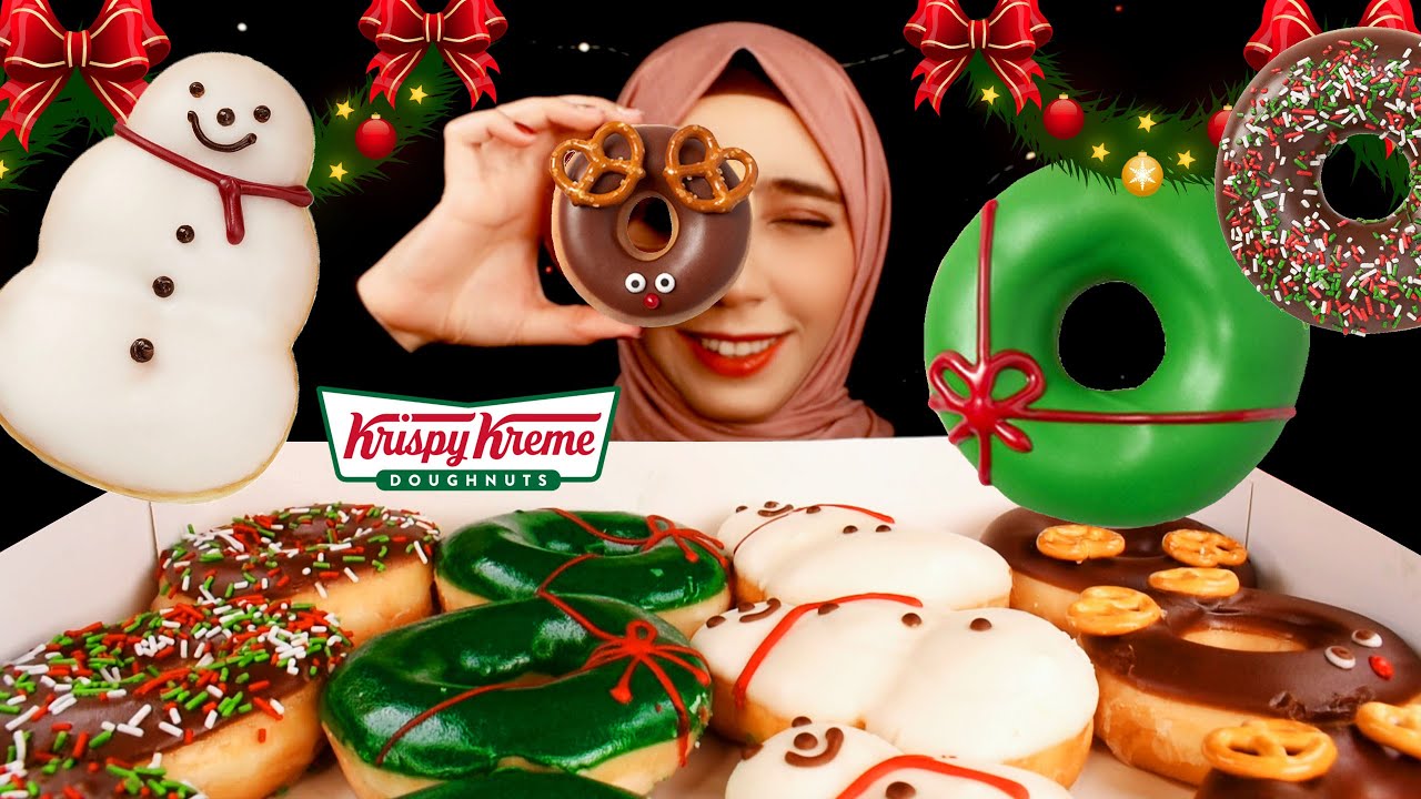 Krispy Kreme Winter Box Mukbang ASMR + Blooper -🍩  كرسبي كريم بوكس الشتاء أصوات الأكل موكبانغ