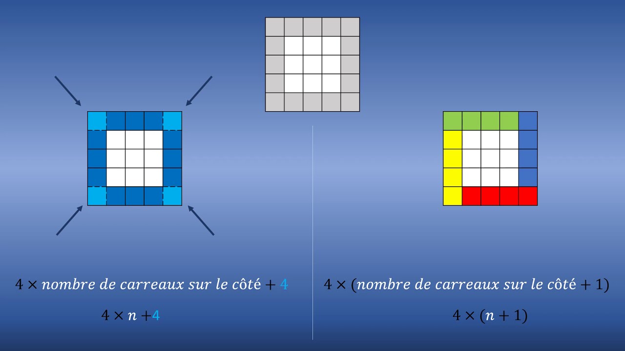 Calcul littéral Carrés Bordés (1/2)