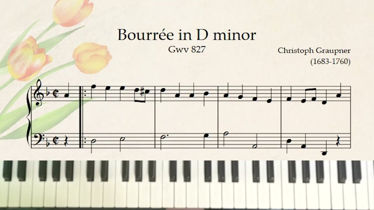 Grade 1 Piano: Bourrée in D Minor (GWV 827) by Christopher Graupner
