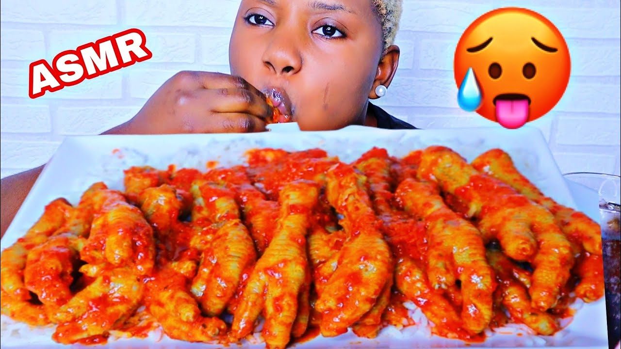 ASMR | 🔥 SPICY CHICKEN FEET MUKBANG | SPEED EATING CHALLANGE