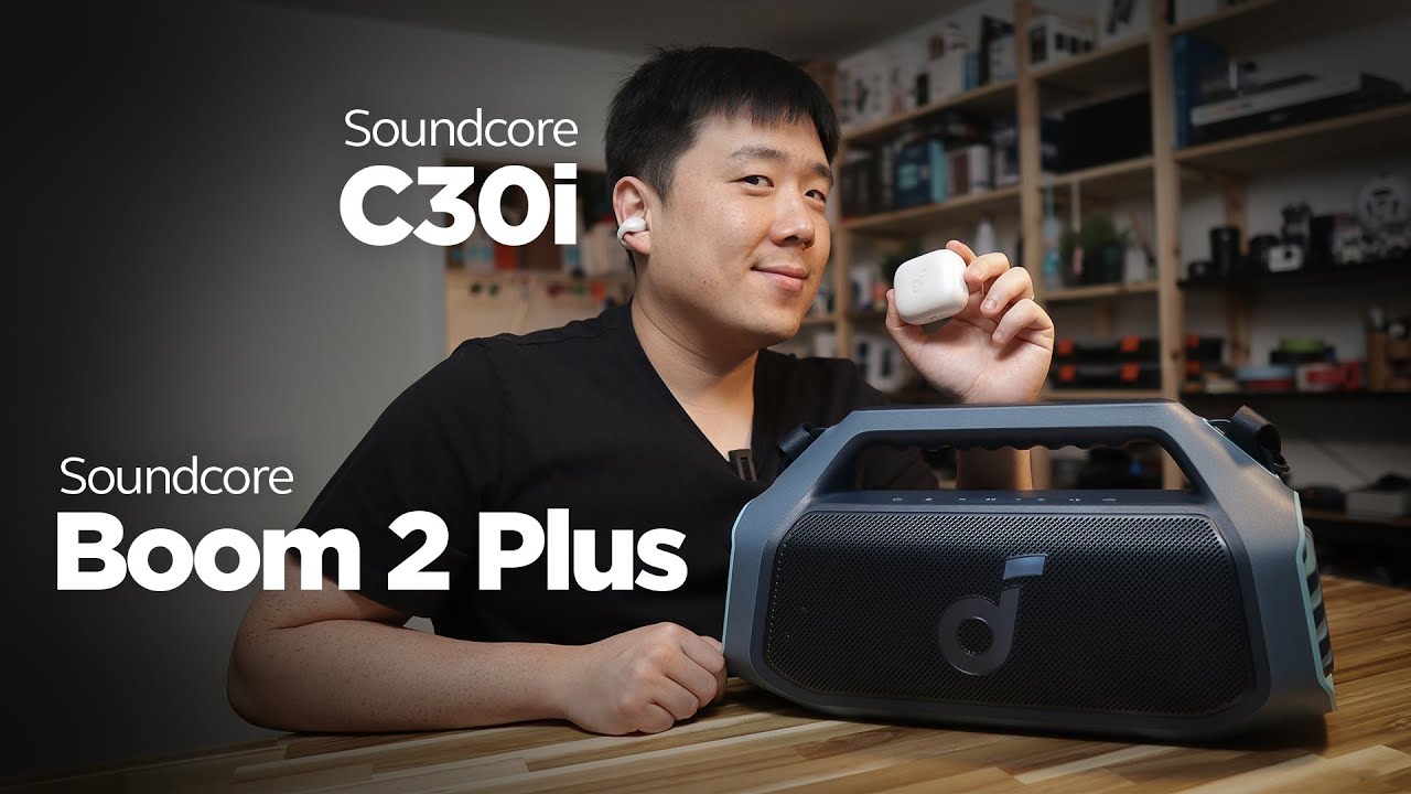 Водонепроницаемая колонка Soundcore Boom 2 Plus и наушники-вкладыши C30i Open-Ear Clip-On — распа...