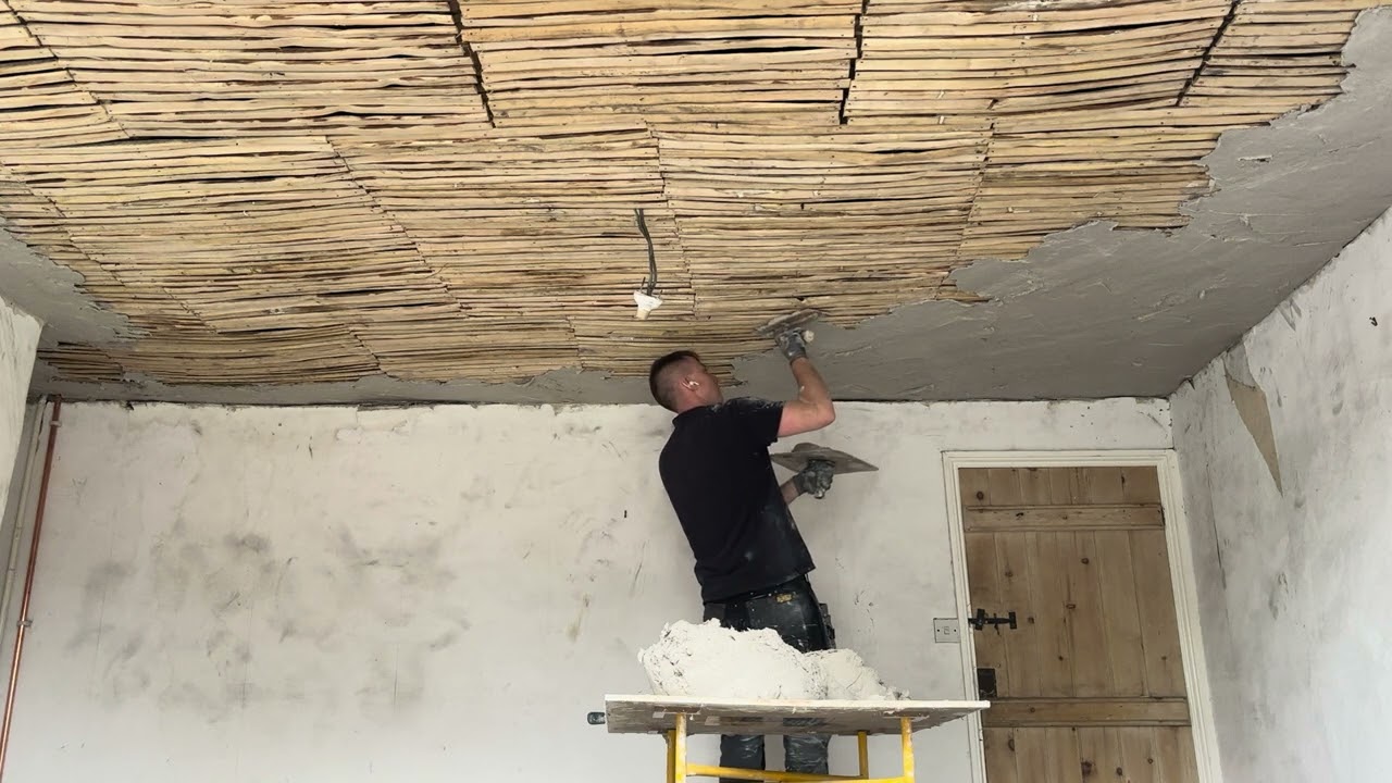 Lath and lime plaster ceiling on grade 2 listed building in Mobberley/Knutsford 