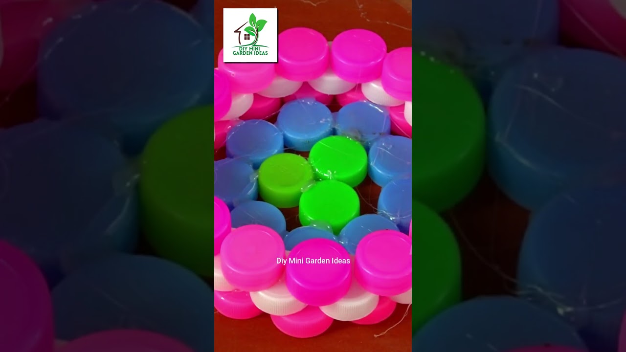 Recycle Plastic Bottle Caps To Make Beautiful Colorful Flower Pots #shorts #recycle #plasticbottles