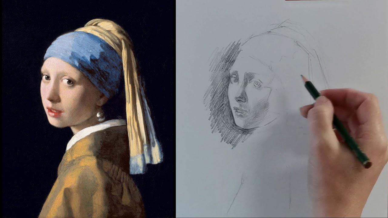 Cours de dessin: la hachure croisée d'après Vermeer