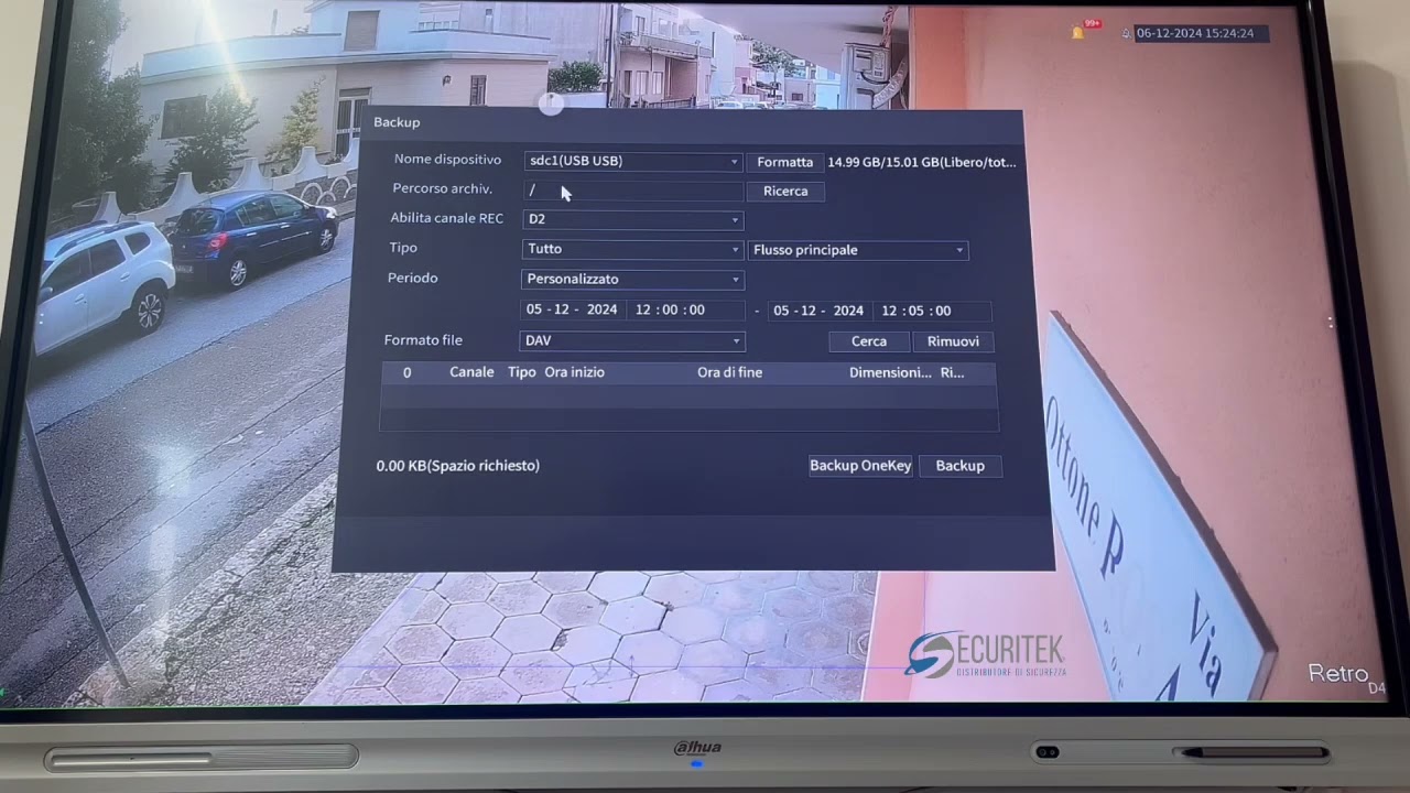 Come eseguire un backup delle registrazioni da un NVR Dahua ad una chiavetta USB