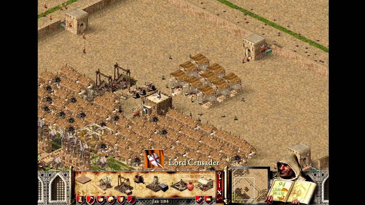 Stronghold Crusader: -FF Bread eco , 12k gold , +390 pop , without -24 , sword map
