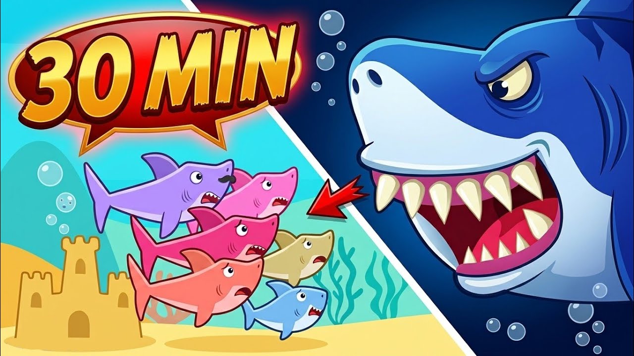 Megaldon Hunt Baby Shark Family 30 Min | + Compilation | Baby Shark Remix | Momonico 
