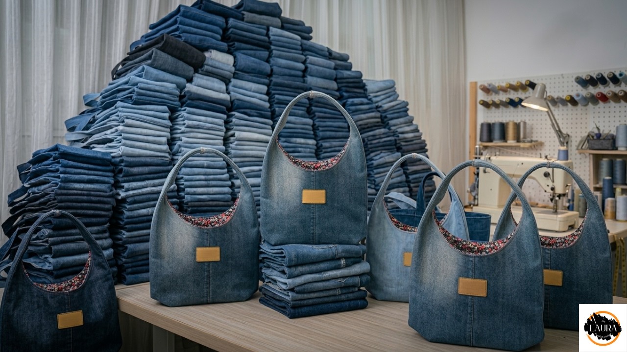 👖✂️ The Easiest Way To Sew A Denim Bag - No Pattern