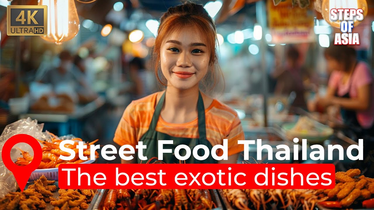Best Thailand Street Food: Roti Lady, Fried Scorpions and other Exotic Street Food in WalkingTour 4k