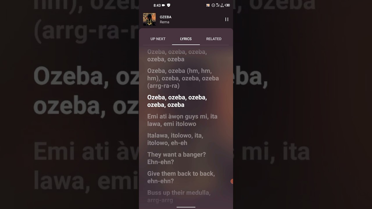 OZEBA By Rema (lyrics) 