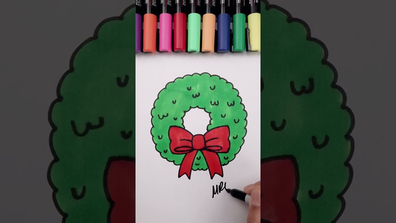 How To Draw a Holiday Wreath #shorts