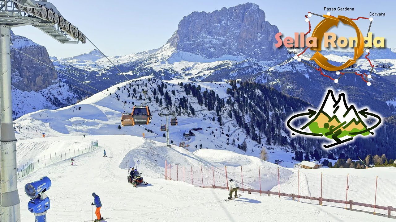 Sellaronda: Dolomites Italy Clockwise orange pt 3 Val Gardena - Alta Badia. World Famous Ski Circuit