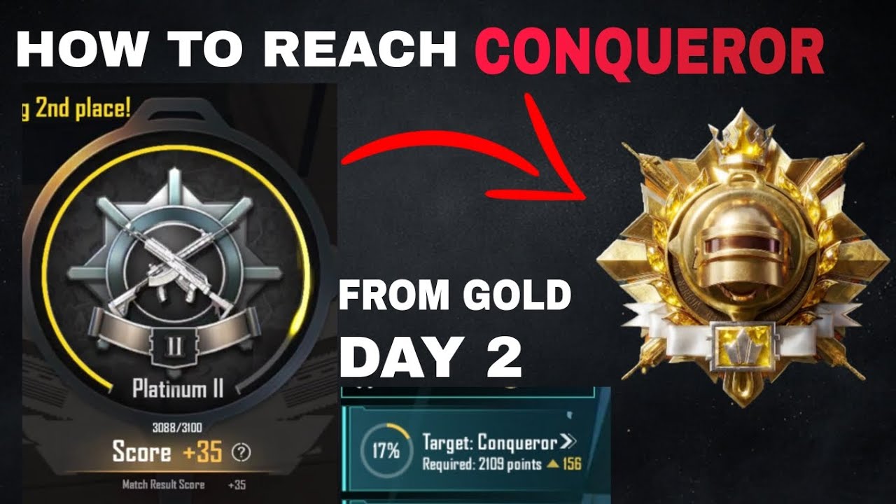 How to Reach Conqueror from Gold | Day 2 🔥 Gold to Conqueror Rank Push | BGMI