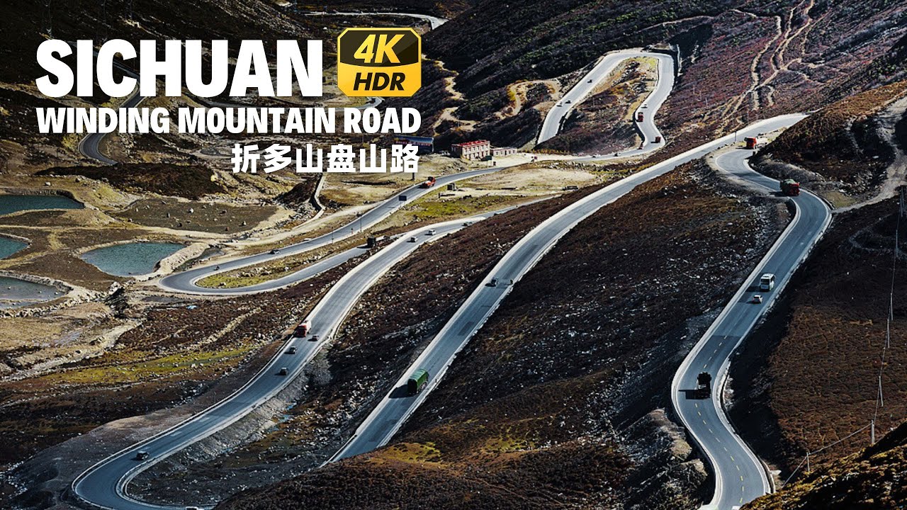 Sichuan Winding Mountain Road Driving - Zheduo Mountain Scenic Drive 4K HDR