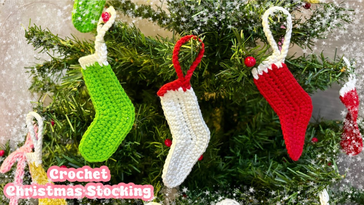 How To Crochet Christmas Stocking Ornament Tutorial | Crochet Christmas Decoration DIY