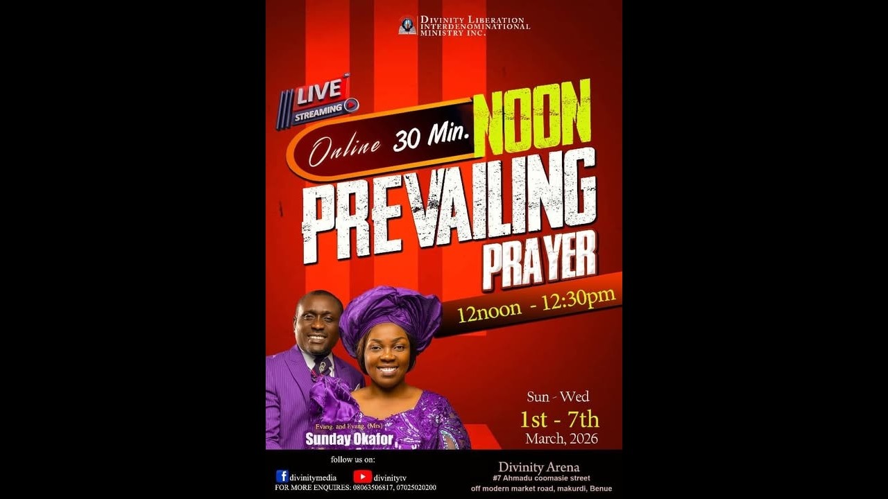 30 MINUTES NOON PREVAILING PRAYERS (MARCH EDITION) DAY 2 - DIVINITY TV