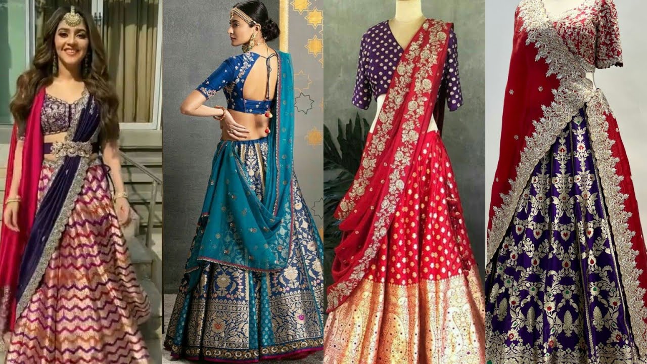 Beautiful Banarasi Lehenga Colour combination Ideas || Banarasi silk lehenga designs 2024