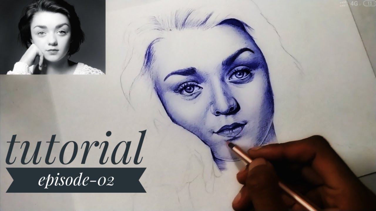 How to draw face using ball pen episode -02 (step by step guide)