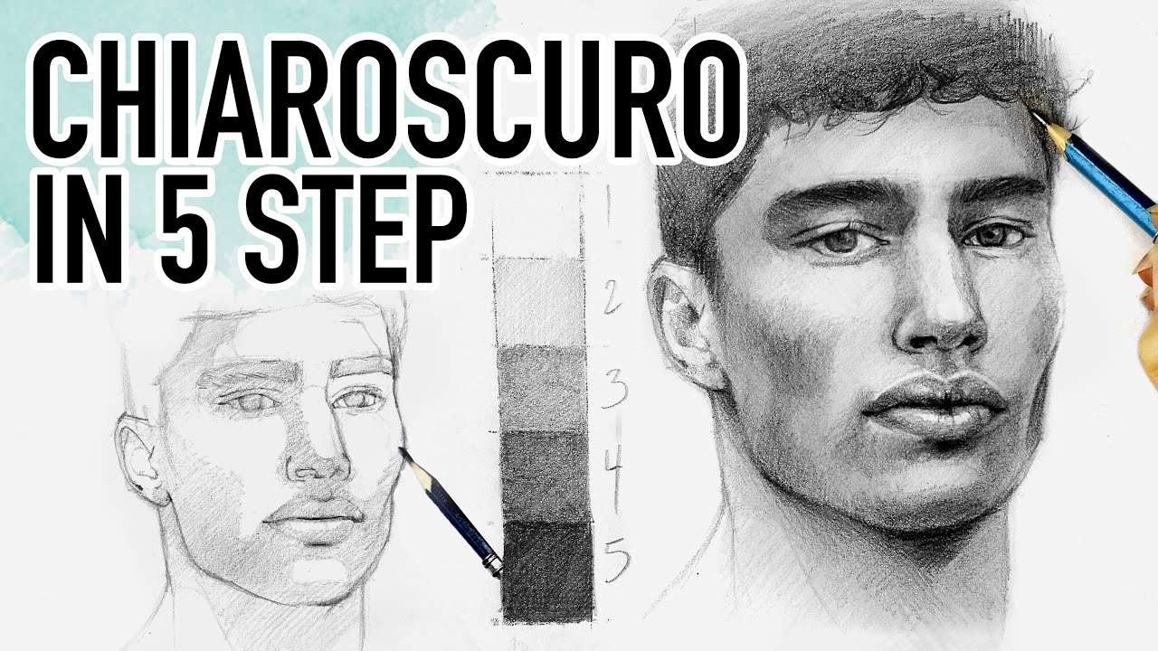 CHIAROSCURO IN 5 STEP 😎| Tutorial ombreggiature disegno realistico a matita, ritratto volto maschile