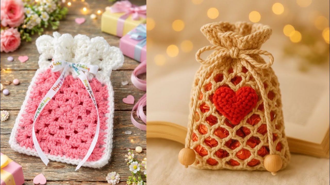 Beautiful Handmade Crochet Gift Bags 👜 | crochet gift bags | ladyloops