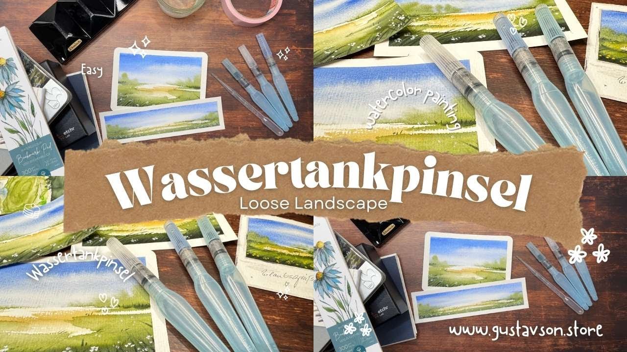 Malen mit dem Wassertankpinsel - leichte Aquarelllandschaft