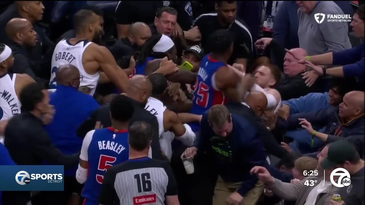 Pistons and Timberwolves brawl spills into front row