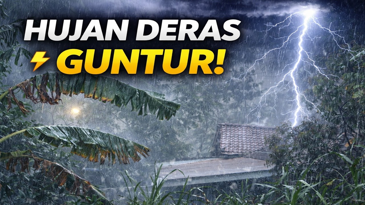 Hujan Deras Disertai Angin Kencang & Guntur di Pedesaan Tropis 🌧️⛈️ Suara Alam untuk Tidur Nyenyak
