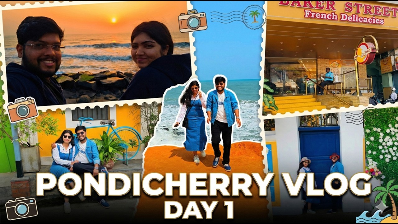 Pondicherry Vlog Day 1 | White Town, Rock Beach, Baker Street Café & Tamil Wedding 💛#pondicherry