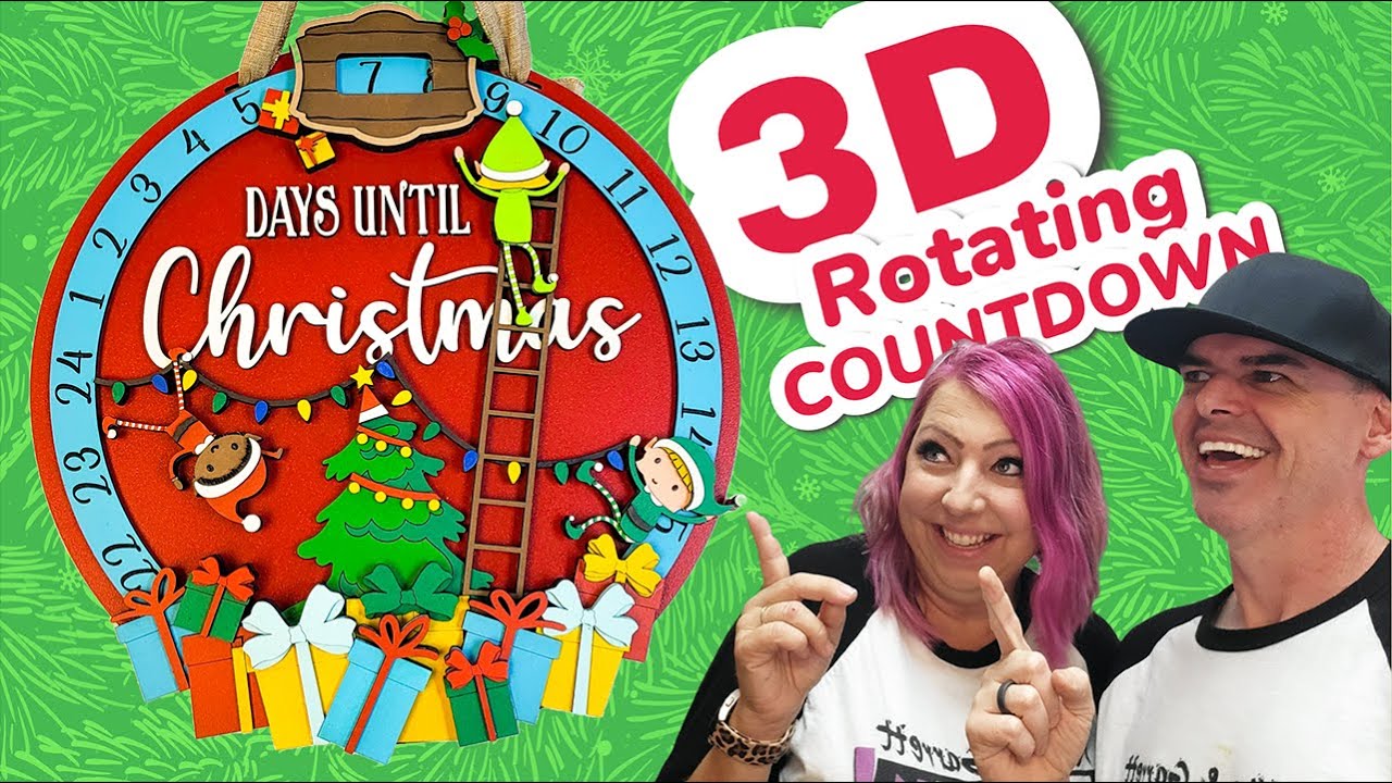 3D DIY Laser Cut Wood Christmas Countdown Calendar Rotating