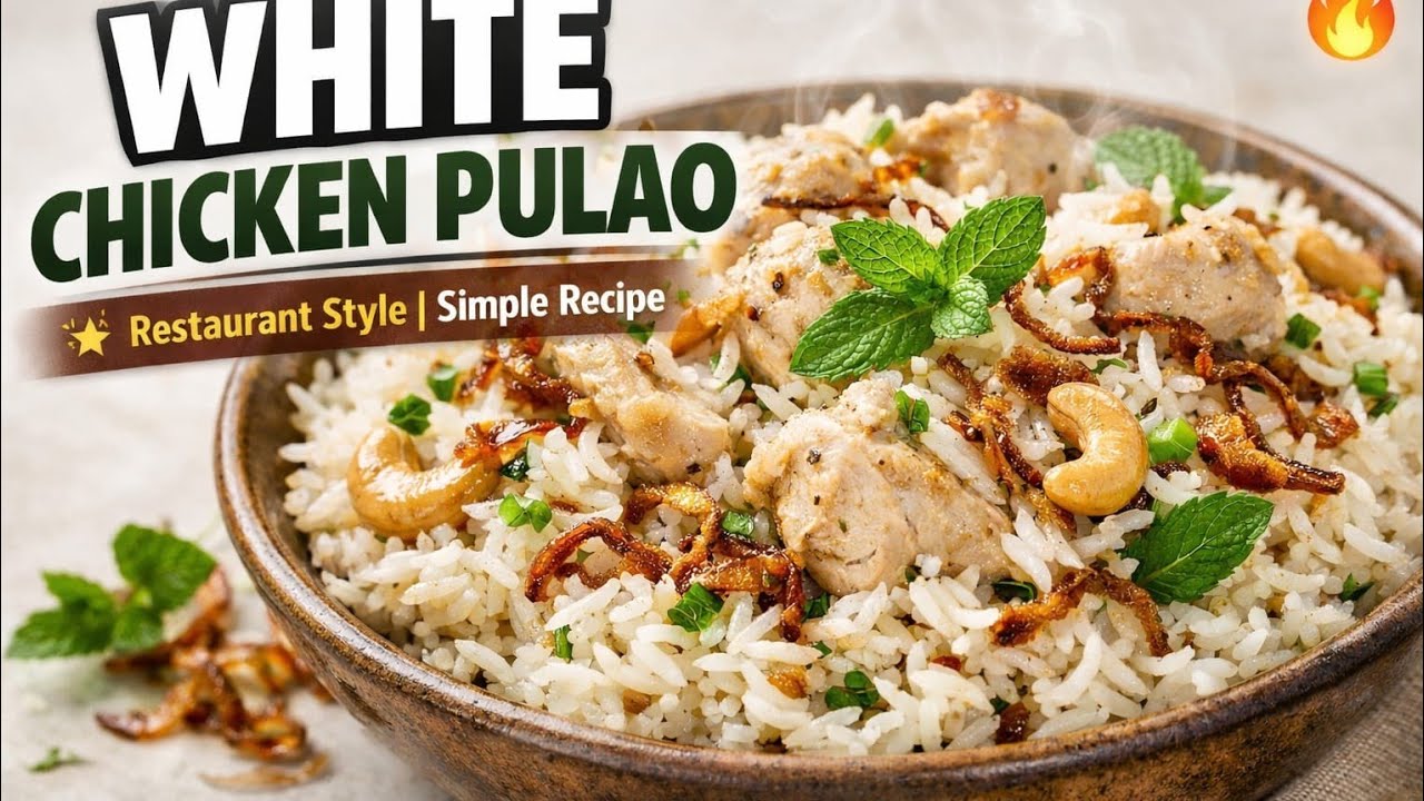 Tasty White Chicken Pulao 😋 | Chicken Dum Pulao Recipe | White Yakhni Pulao #WhiteChickenPulao 