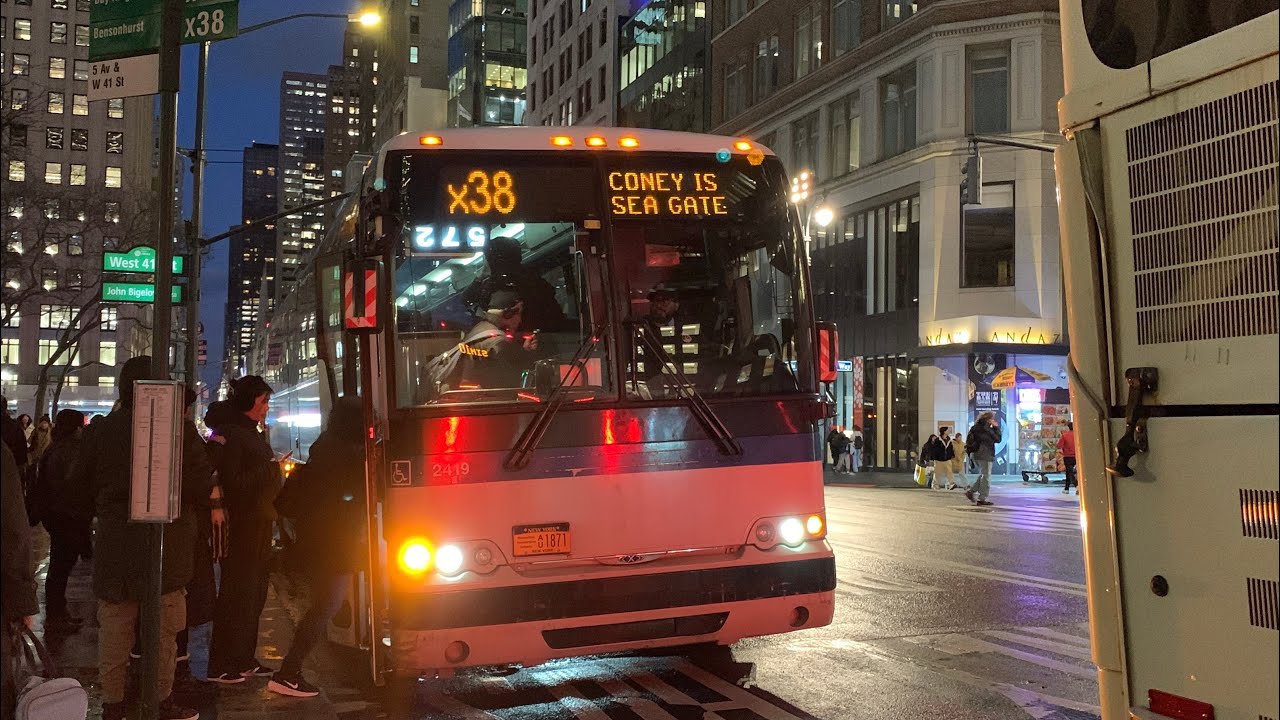 2011 Prevost X3-45 2419 & 2016 Prevost X3-45 2728 X37 & X38 Express Buses At 5th Av & 41st St