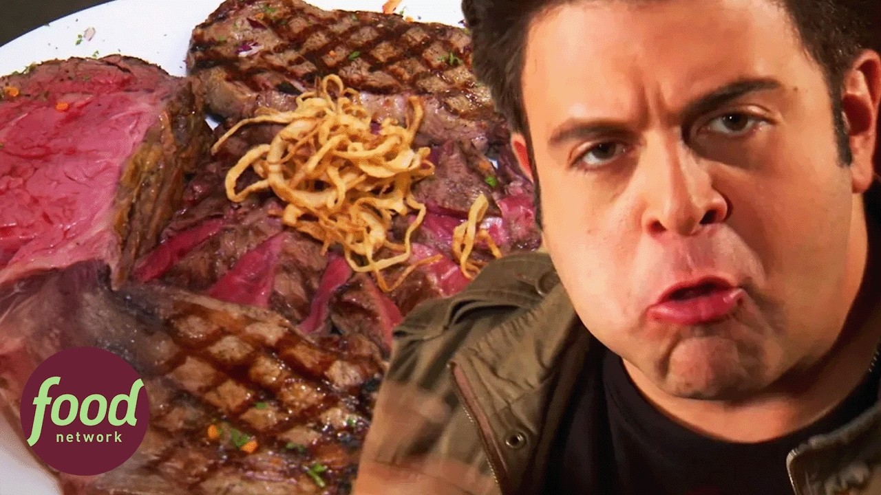 Adam Richman Takes On The 74oz Great Steak Challenge | Man v Food
