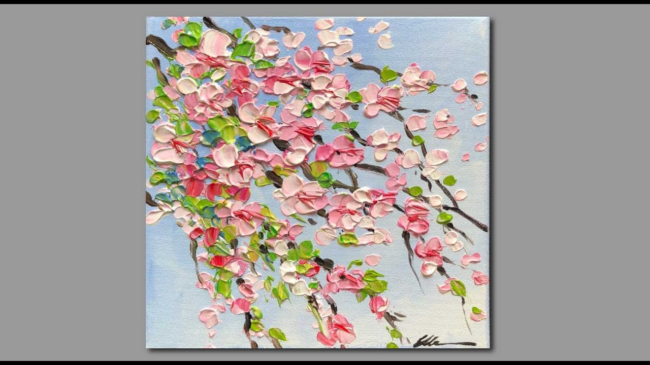 Acrylic Painting -Cherry Blossoms/ Palette Knife Techniques