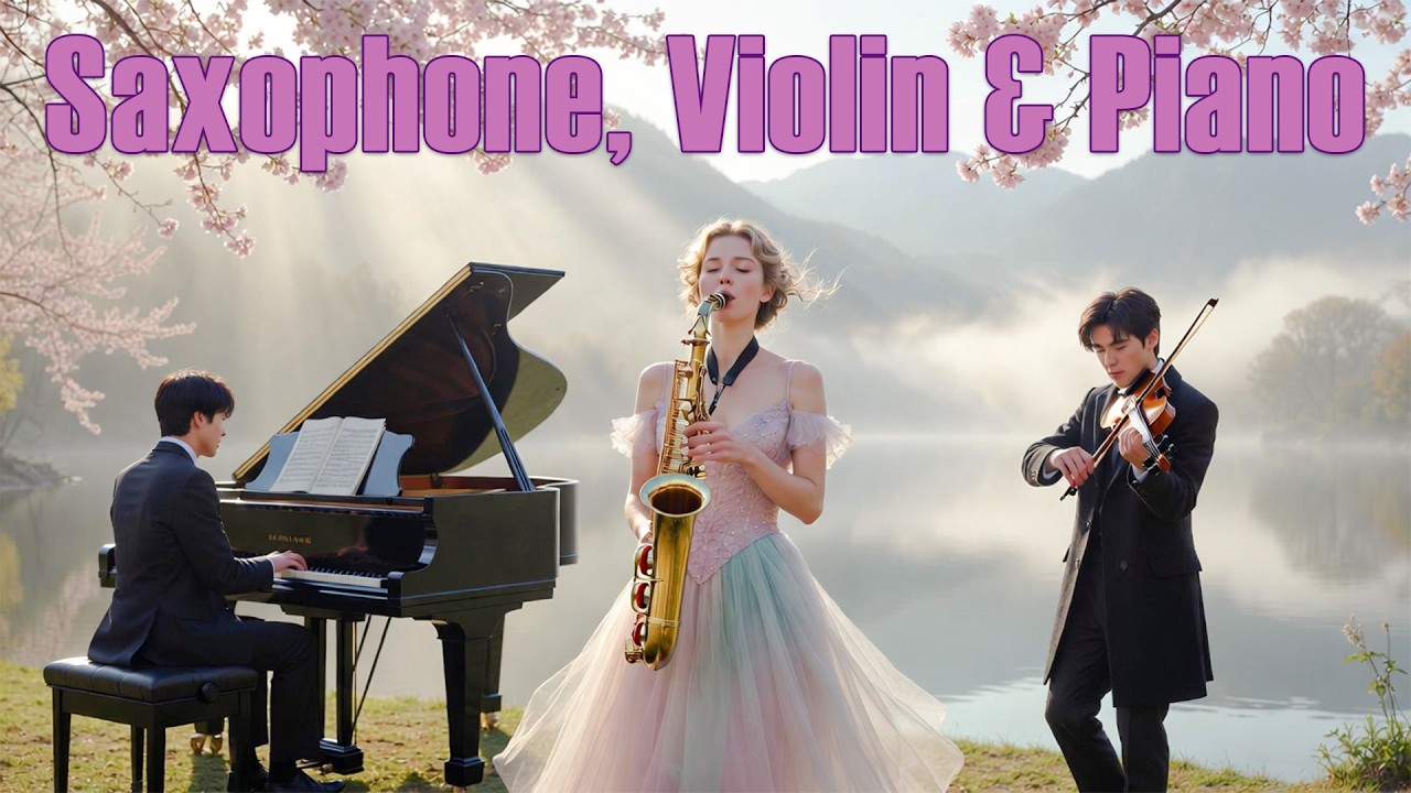 Saxophone, Violin & Piano 🌸 Dreamy Spring Instrumental by the Lake | Romantic Sunset Music