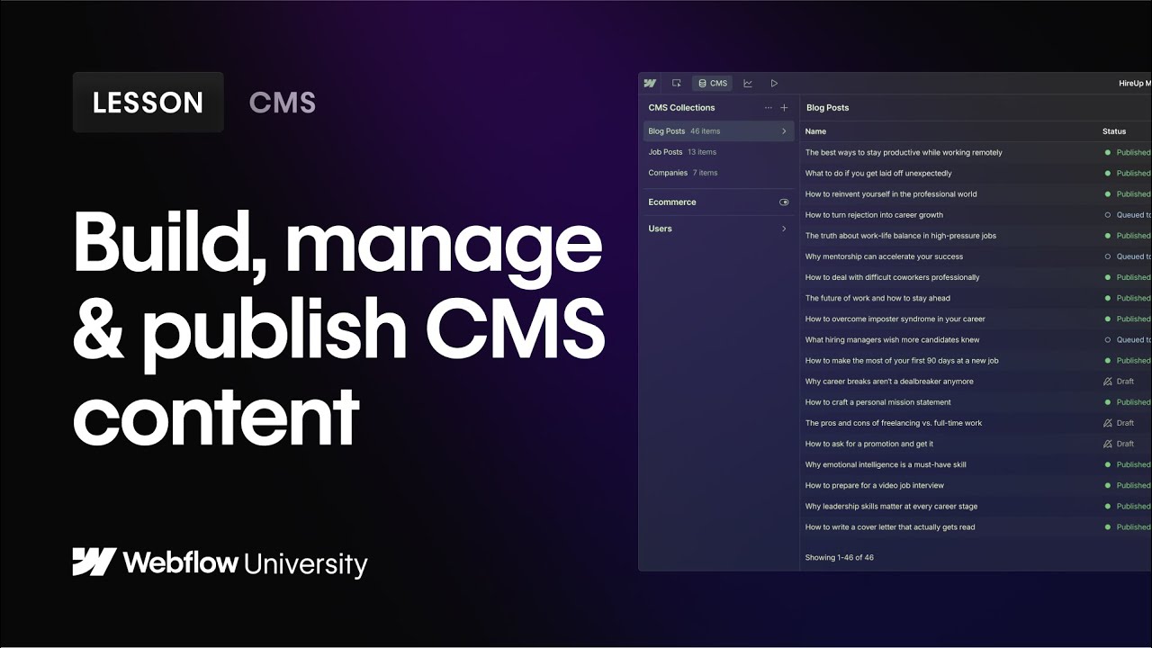 Создание, управление и публикация контента коллекций CMS — руководство по Webflow