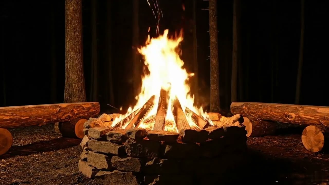 12 Hours of Relaxing Campfire Sounds in the Forest 🌲🔥 | Crackling Fire for Sleep, Study & Meditation