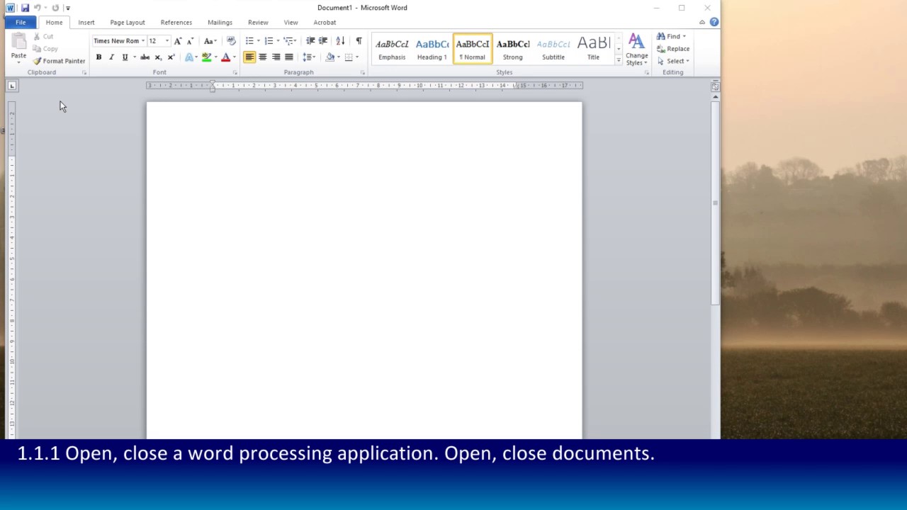 1.1.1 Open Word, open and close application