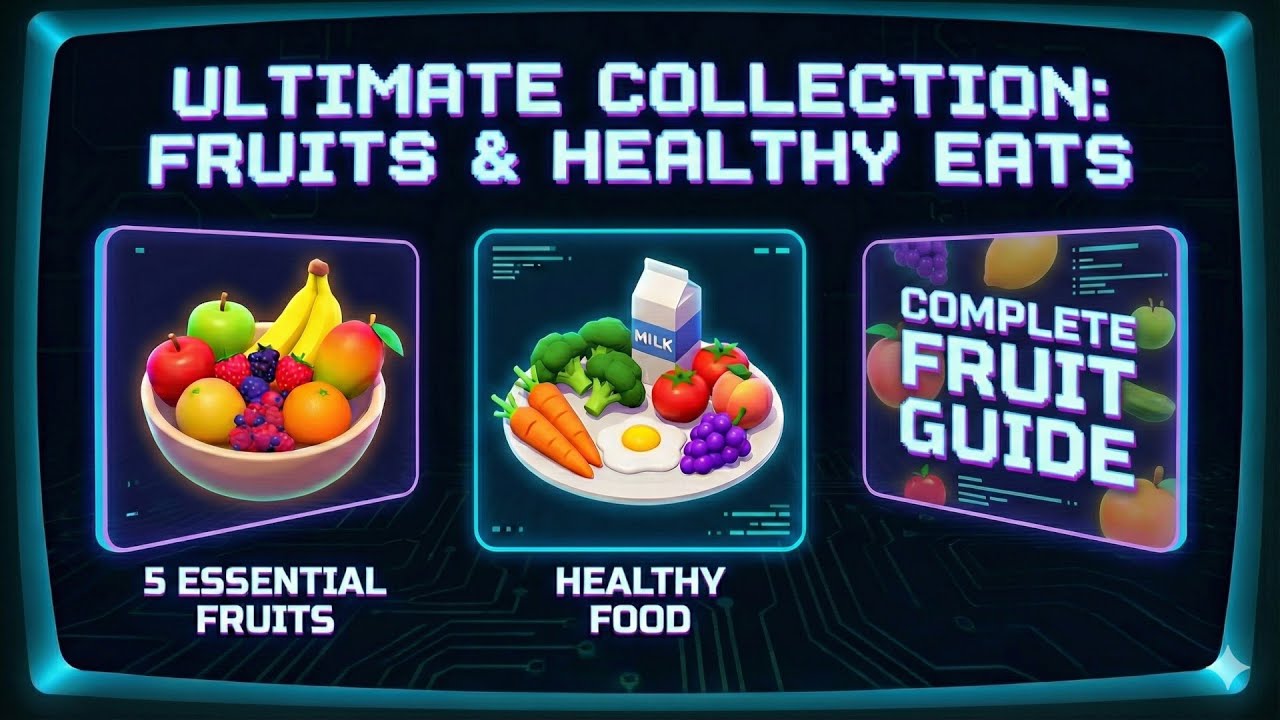 Fruits & Healthy Food for Kids | 5 Essential Fruits + Healthy Foods + A to Z Fruit Names!
