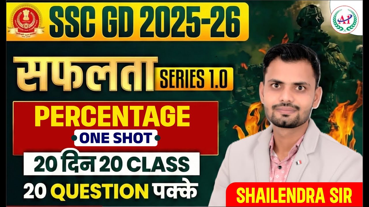 SSC GD Maths: 20 दिन 20 Class | Percentage | 20 नंबर पक्के | Shailendra Sir | A1 Coaching