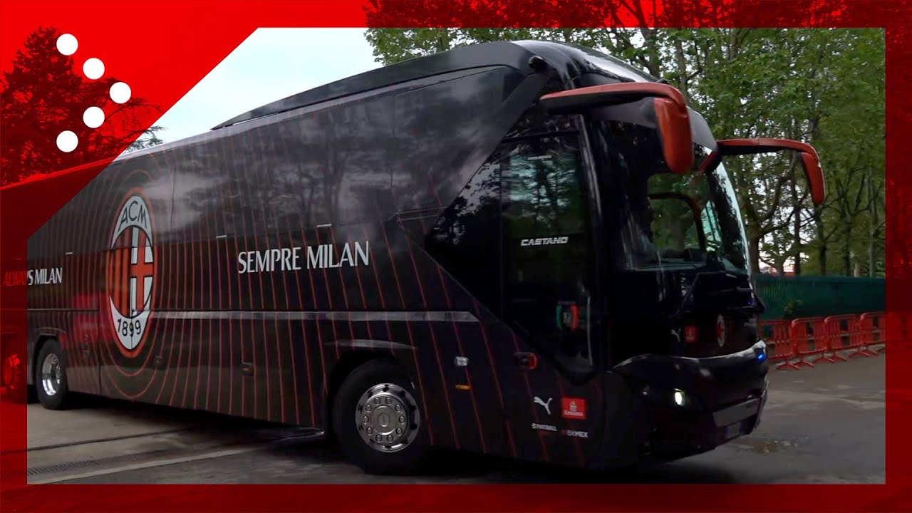 Champions League, il pullman del Milan lascia Milanello per l'euroderby di ritorno