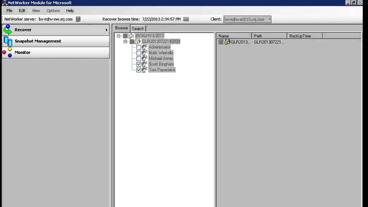 EMC NetWorker Module for Microsoft 3.0 Exchange Alternate Mailbox Recovery