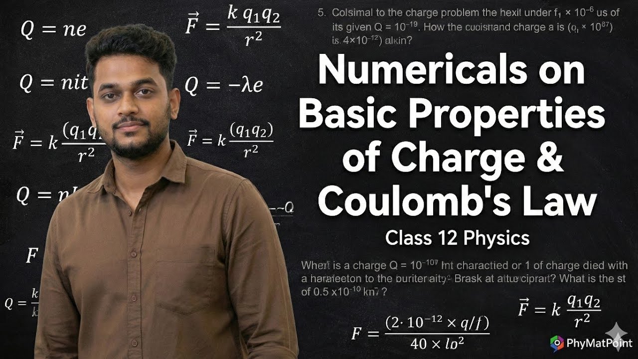 Numerical on basic properties of charge & coulombs law| lecture no -3 | class 12th @phymatpoint 