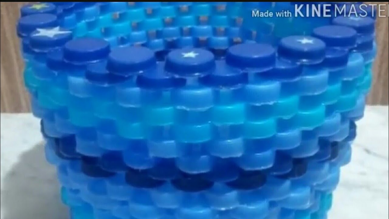 سلة من اغطية القارورات البلاستيكية فكرة روعةDiy panier avec les bouchons en plastique