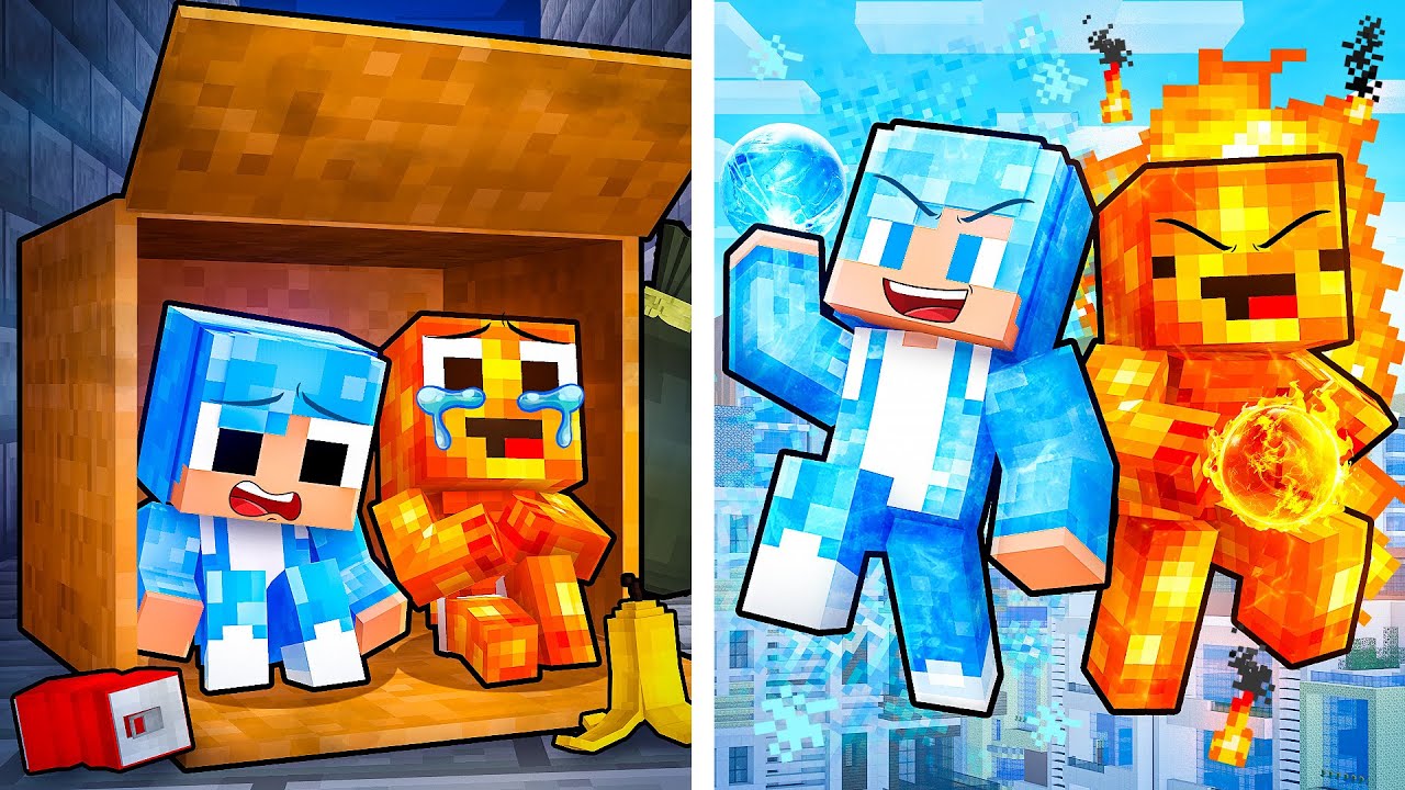 JJ and Mikey WEAK to STRONG ELEMENTALS  Evolution in Minecraft - Maizen