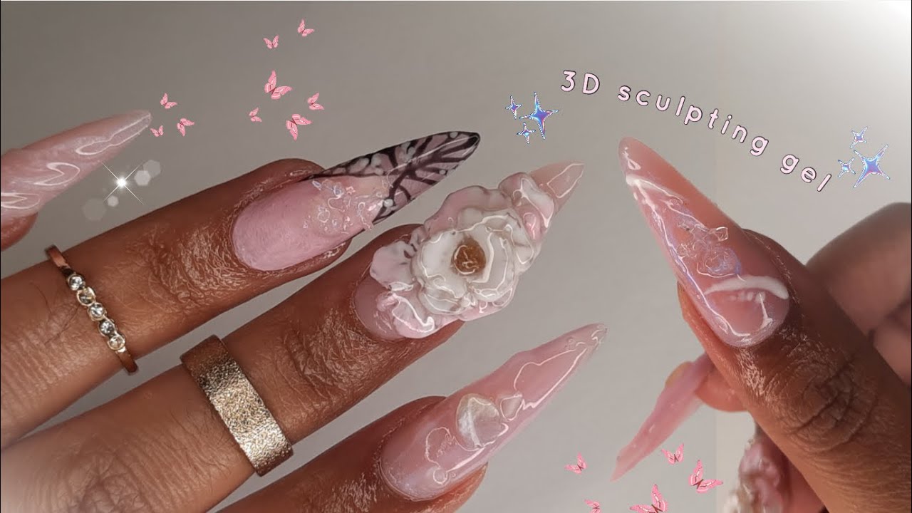 Trying $10 Non Stick Solid Builder Gel Kit From Amazon | Spring Garden & Butterfly Nail Art Tutorial