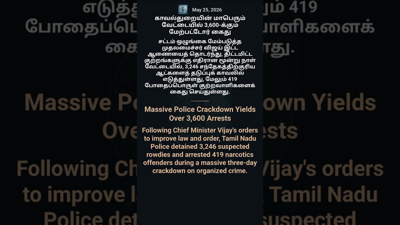 🚨 3,600+ Arrests in TN! Learn English from Tamil News