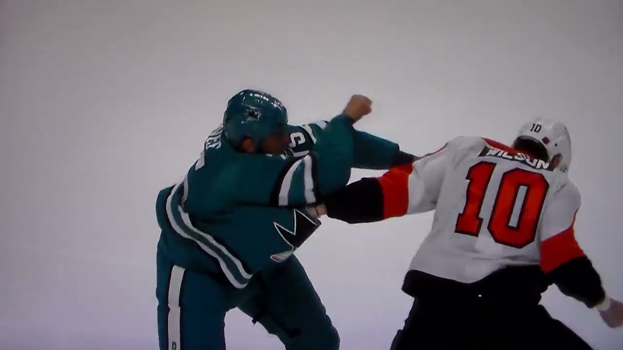 NHL Hockey fight - Ryan Reaves(Sharks) vs. Garrett Wilson(Flyers)
